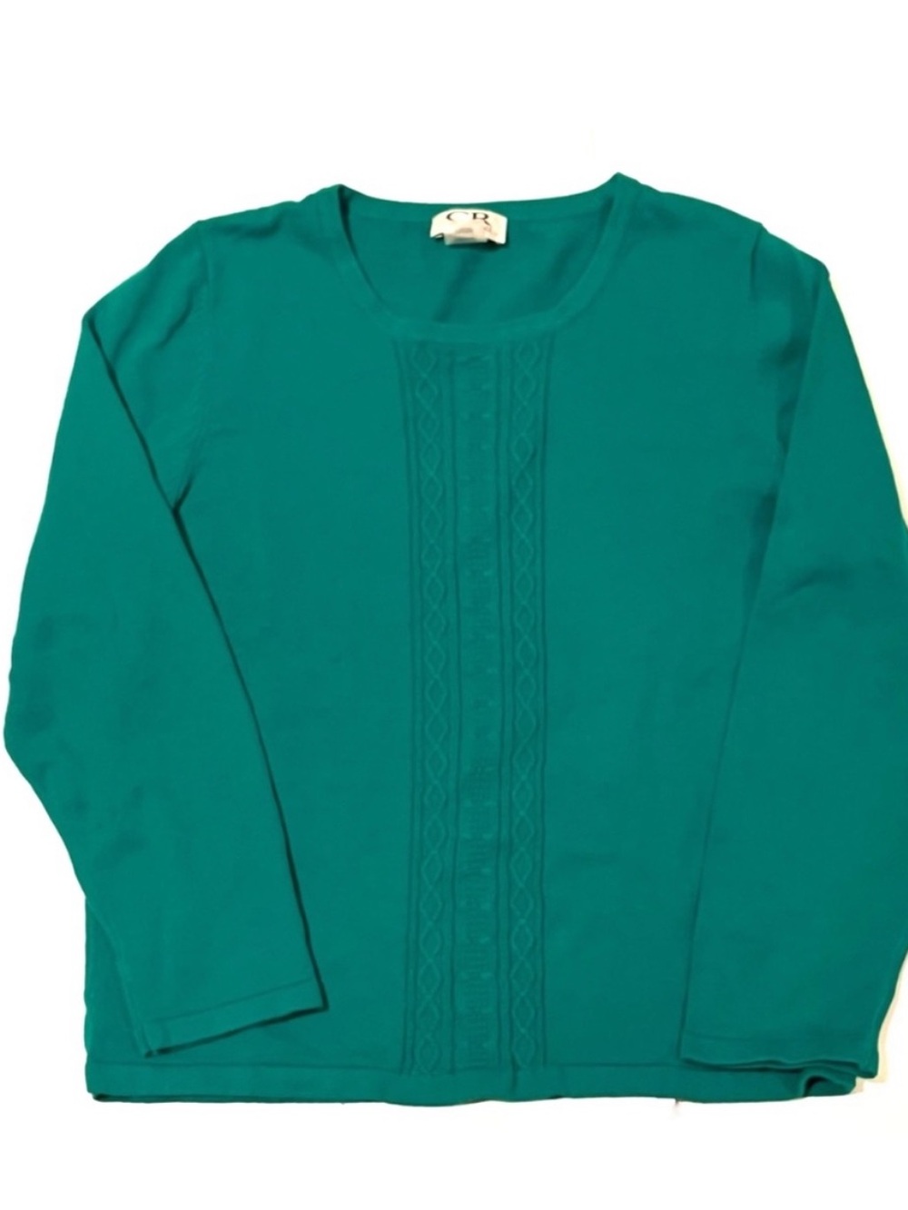 Carroll Reed Petite Kelly Green Knit Sweater Top Size Medium Cotton Acrylic Crew